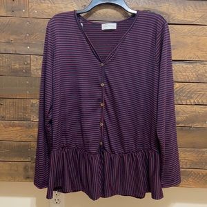 Red and Blue Stripped Peplum NYOT